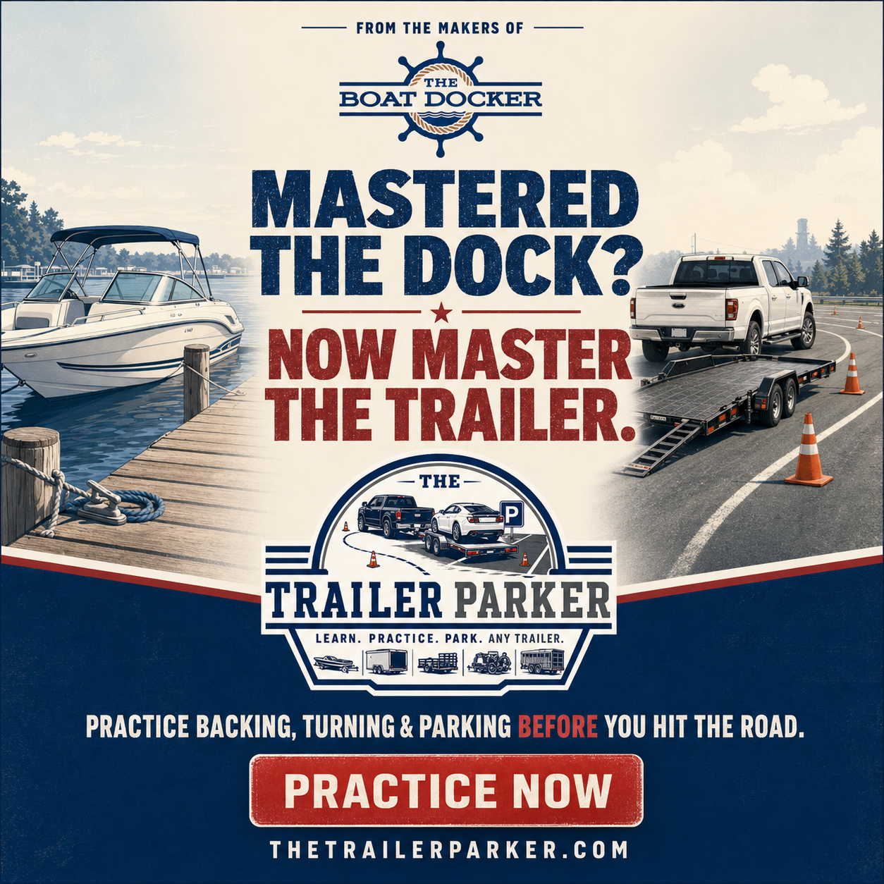 The Trailer Parker &mdash; Practice backing, turning and parking any trailer. From the makers of The Boat Docker.