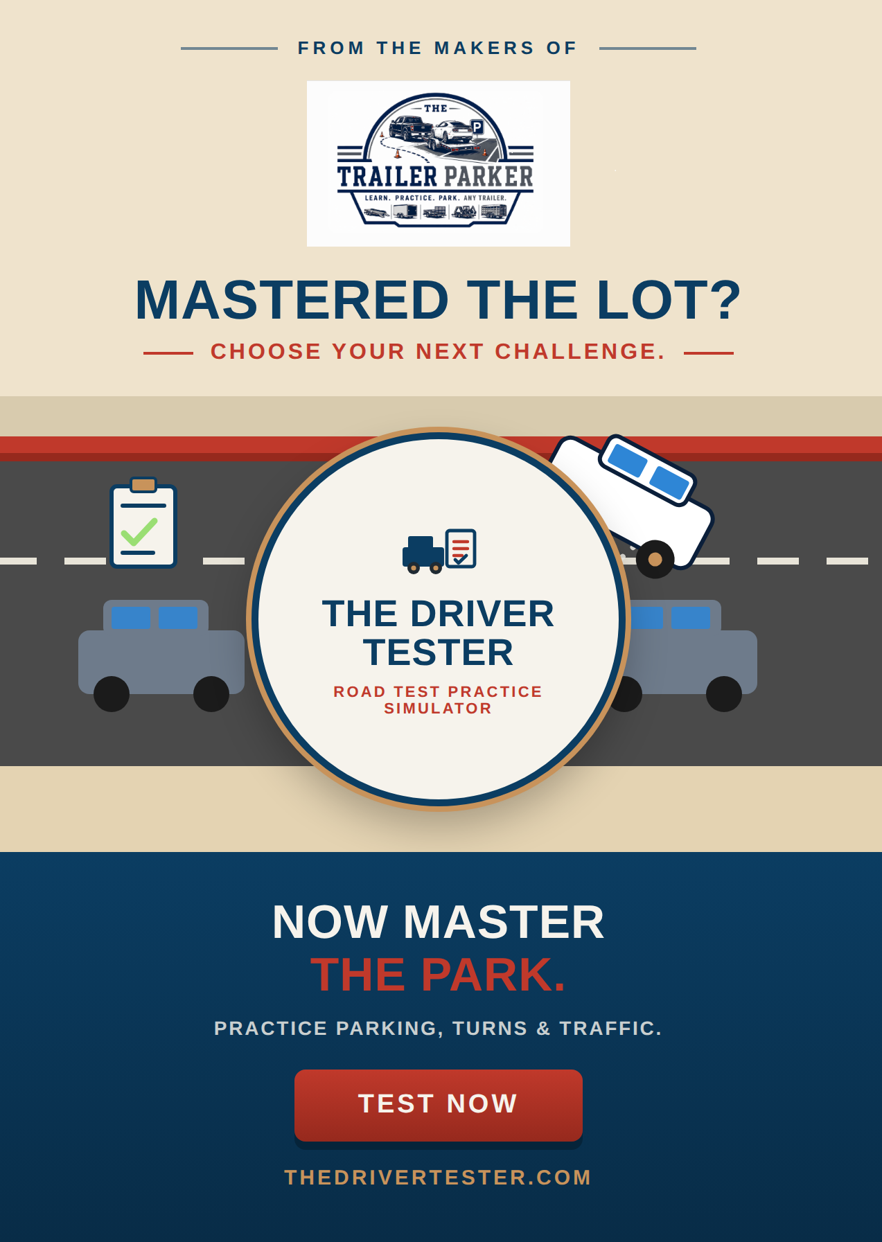 From the makers of The Trailer Parker: The Driver Tester &mdash; road test practice simulator. Test Now.